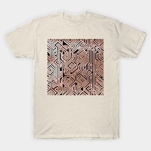 Classic Elegance, Greek Key in Rose Gold Foil T-Shirt